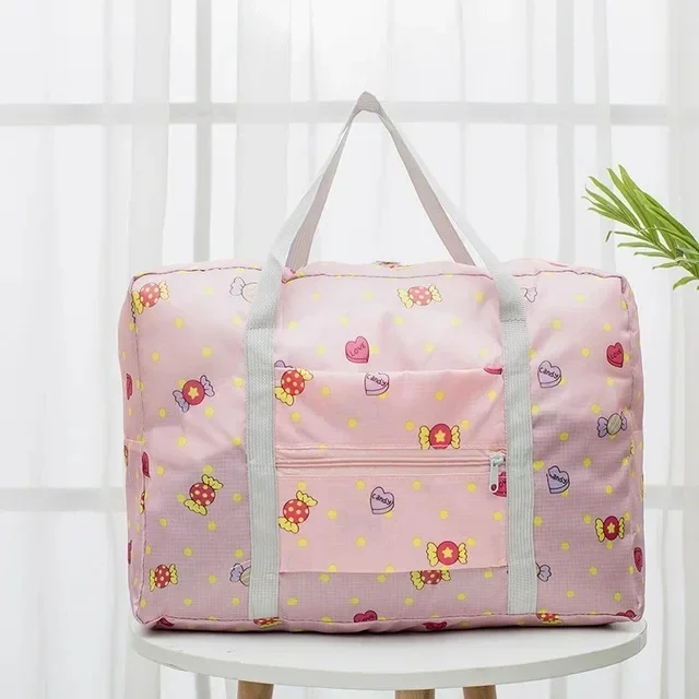 Foldable Travel Bags Nylon Large Capacity Bag Luggage WaterProof Handbags Women Men Travel Storage Clothes Packaging Organizer: WHITE