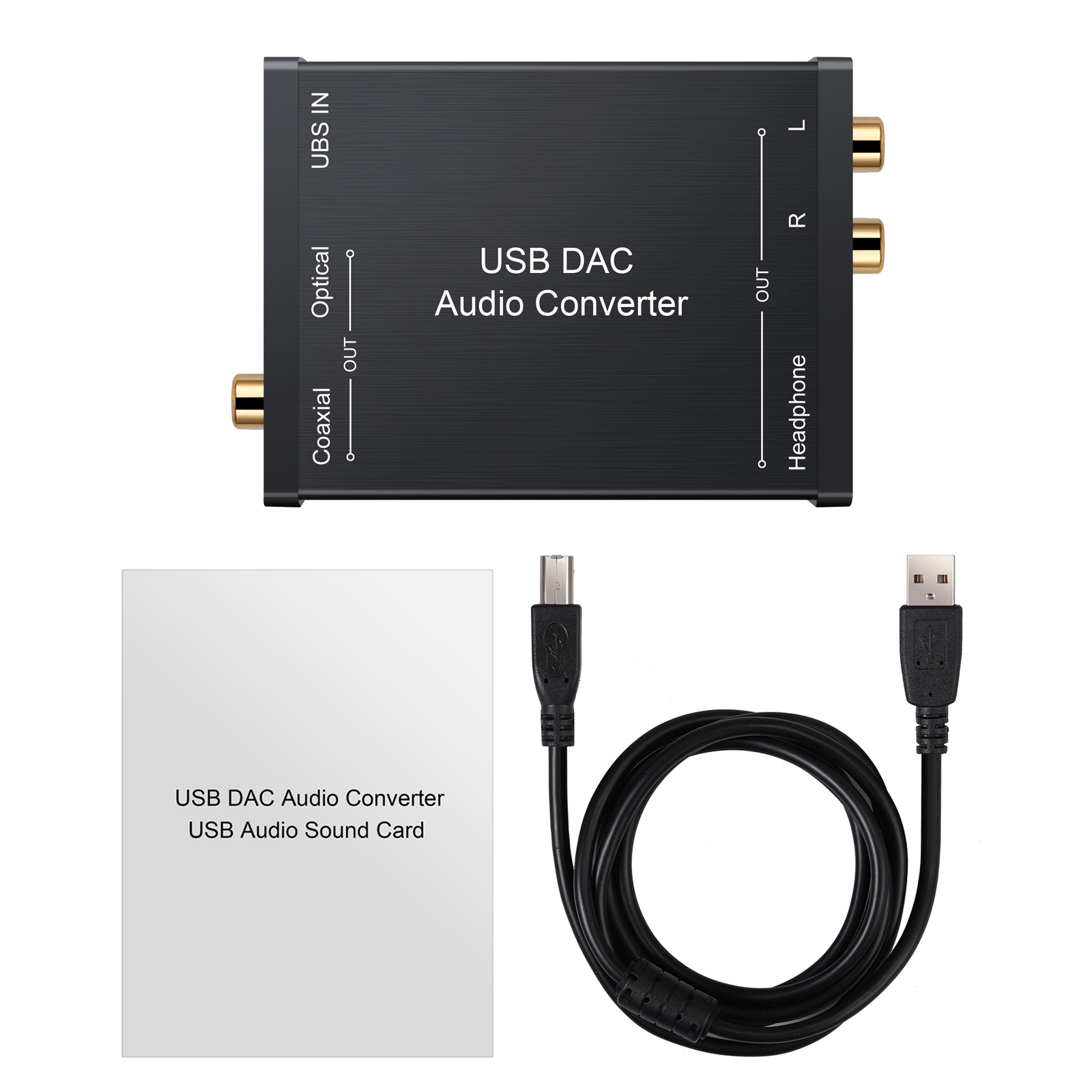 USB DAC Audio Converter USB naar digitaal coaxiaal optisch 3,5 mm hoofdtelefoon stereo-uitgang USB audio geluidskaartadapter voor pc: Default Title