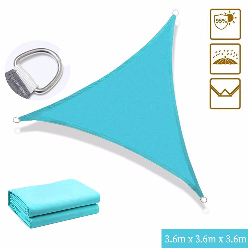 Sun Shelter Anti-UV Triangle Quadrilateral Waterproof Awning Shade Tent Sail Sunshade Tarp Tent For Garden Beach Outdoor Awning: Blue 3.6mx3.6mx3.6m