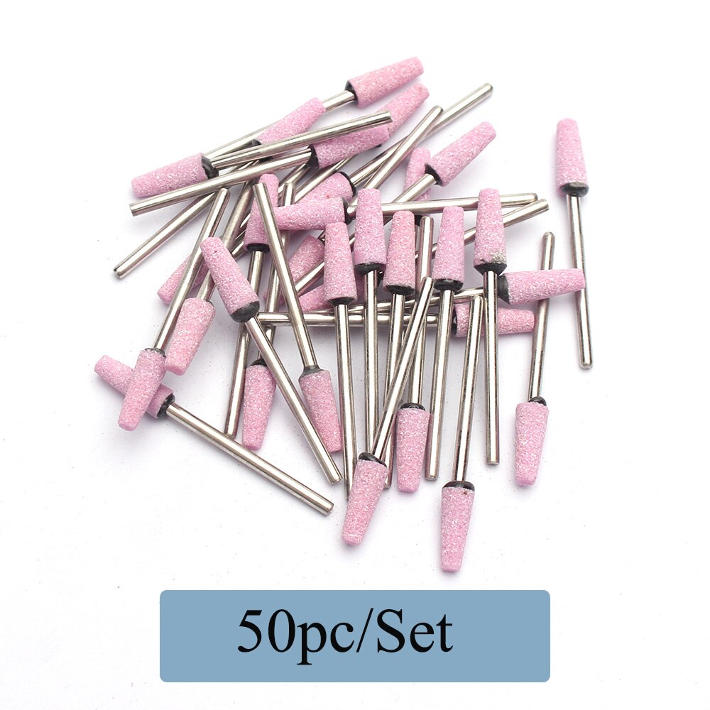 50 Stks/set Korund Nail Boor Frezen Roterende Keramische Steen Bur Elektrische Boren Bits Voor Manicure Pedicure Machine
