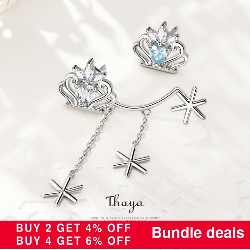 Märchen Serie Thaya Solide 925 Sterling Silber Schnee Königin Stud Ohrringe Für Frauen Engagement Feine Jewerlry Ohrringe