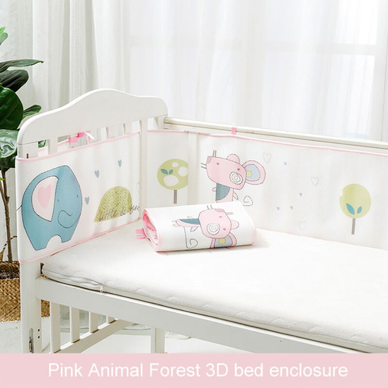 Bett Stoßstange für Baby Krippe Um Sommer Mesh Belüftung Krippe Mesh Sicherheit Hohe Komfort Ist Förderlich für Besser Aktivitäten Und spielen: Pink forest    300cm