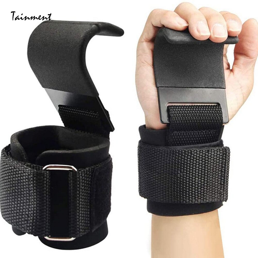 1 Pairs Nylon Weightlifting Grip Hooks Hand-Bar Lifting-Hook Fitness Wrist Straps Padded Workout Hook Powerlifting Pull-ups Grip