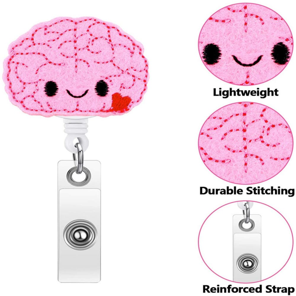 Cute Retractable Nurse Badge Reel Clip Badge Holder Students Doctor ID Card Holder Kawaii Needle Organ Heart Brain Pattern