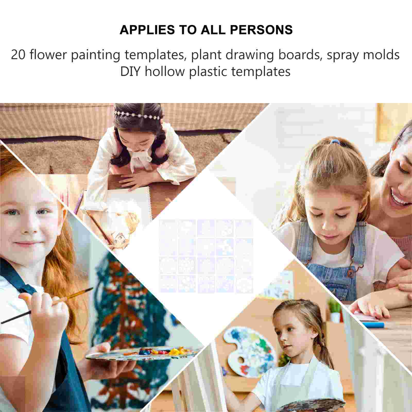 20 Sheets Festival Romantic Flower DIY Template DIY Painting Template Drawing Template