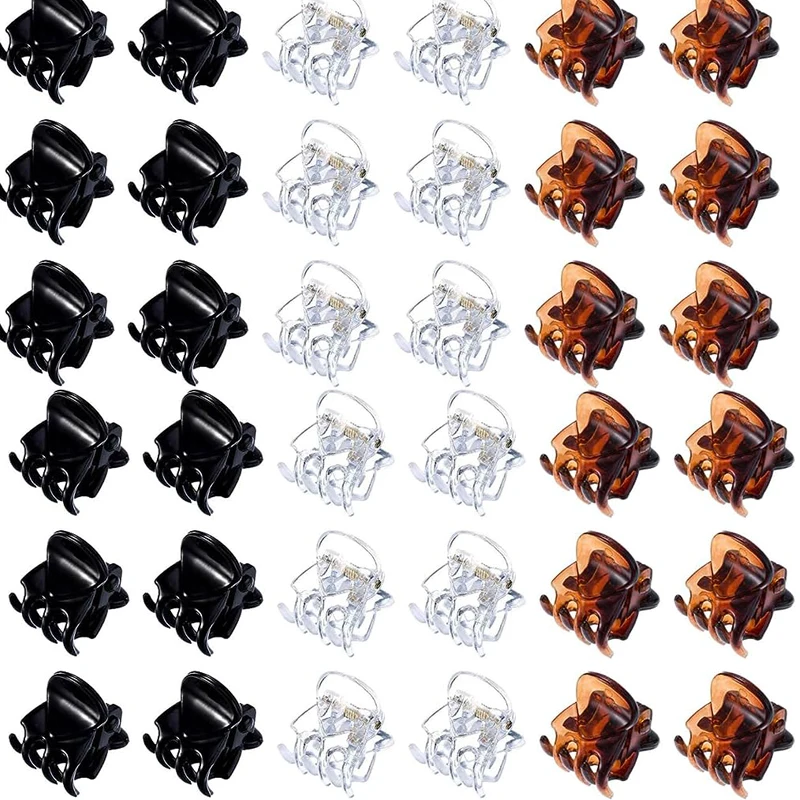 10-50pcs/pack Mini Hair Claw Clips for Women Girls Accessories Black Brown Transparent Plastic Mini Claws Hair Pins Clamp: M / Desert Camouflage
