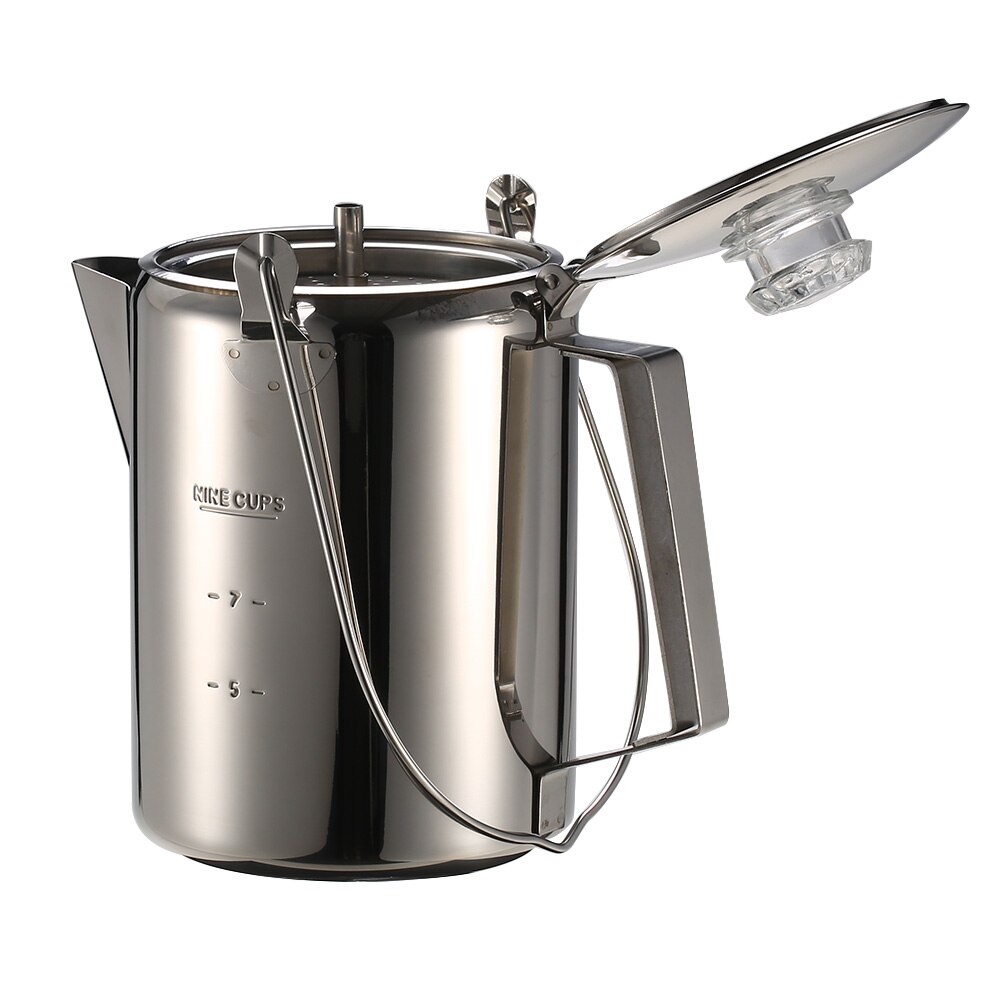 9 Cup Markering Rvs Percolator Koffie Pot Camping Thuis Keuken Kantoor Waterkoker Koffiezetapparaat