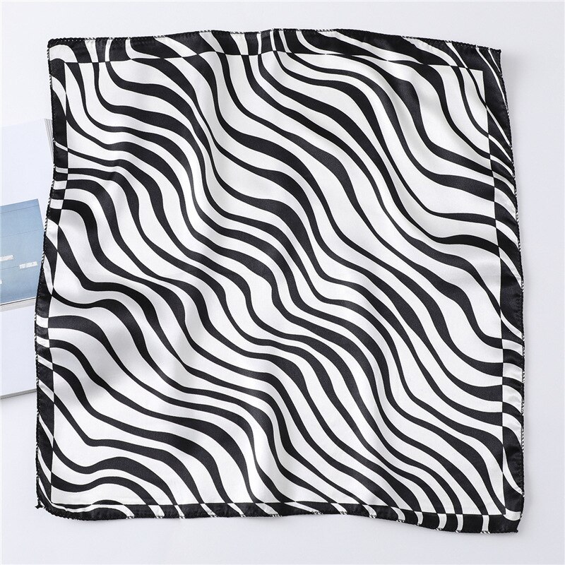 50*50 multifunctionele zijden sjaals dames bedrukte sjaals haarelastiek bloemen luipaard gestreept lint hoofddeksel retro halsdoek