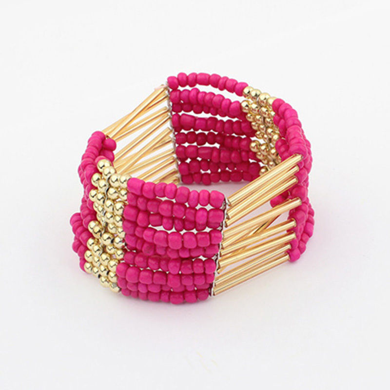 1 pc Böhmischen Stil Charming Multilayer Perlen Armband Frauen fein Schmuck arty Heißer: Rose Red