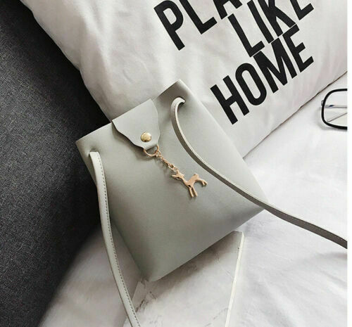 Moda feminina senhoras bolsa de couro sólido ferrolho com pingente bonito ombro mensageiro crossbody saco festa: D