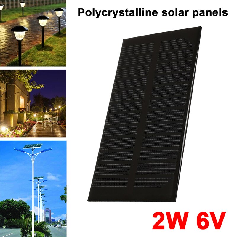 Solar Panel 2W 6V Durable Solar Light Solar Charger Pane DC Output Travel Solar Generator Portable Polysilicon