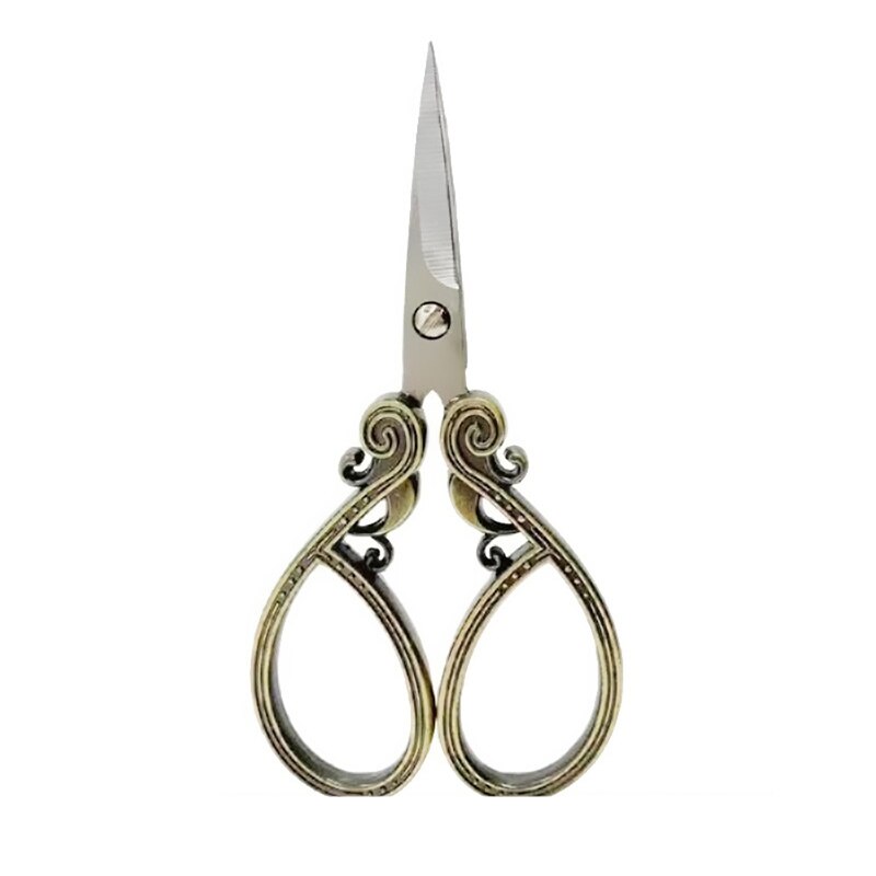 Tijeras Vintage para cortar tela de acero inoxidable, tijeras de sastre para manualidades, hilo de bordar, suministros de herramientas de costura: Large Green Brown