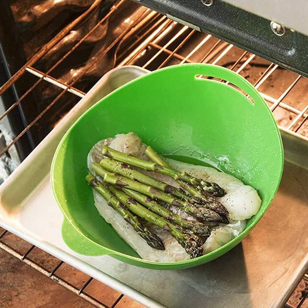Recipiente plegable de silicona para cocinar, para horno microondas, tazón de vapor para pescado, herramienta de cocina para hornear pan, cuenco plegable para Dropshipper