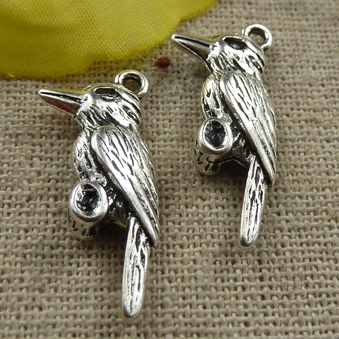 90 pezzi d'argento tibetano di fascini di uccelli 27x12mm #4357