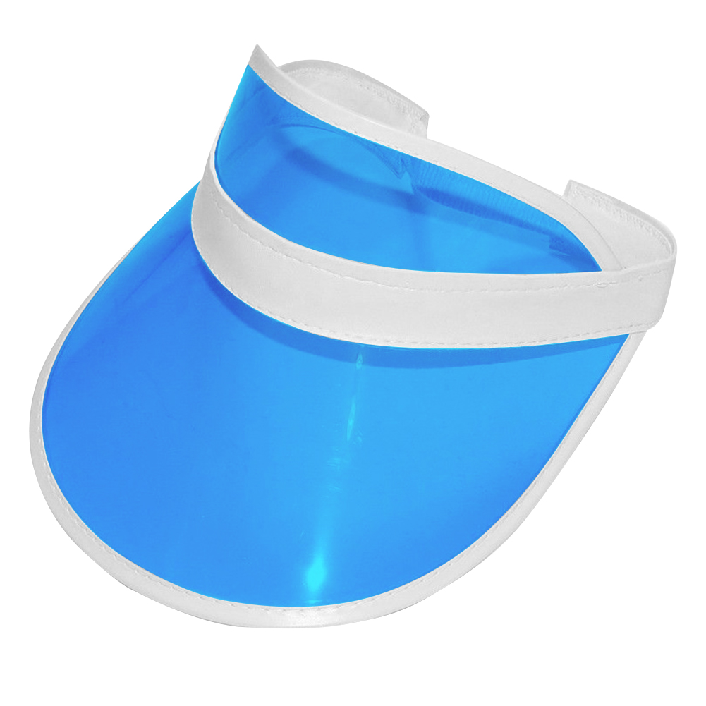 Summer women men sun hat candy color transparent blank top plastic pvc anti-uv parasol sunscreen hat cycling sports visor caps: Blue
