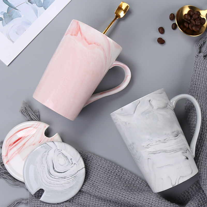 400ml marmor keramiska muggar rese kaffemugg mjölk tekoppar herr och fru muggar rosa grå frukost heminredning