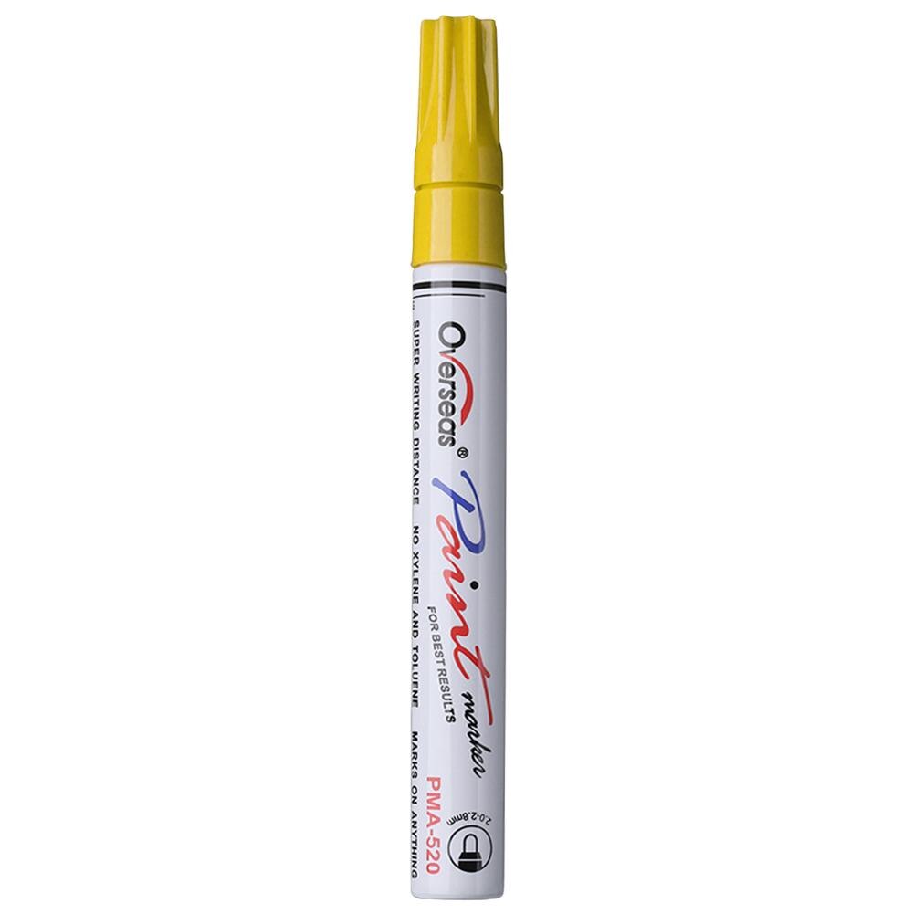 Marcador permanente de pintura impermeable Universal para neumático de coche marcador oleoso Graffiti fuerte cobertura para caucho Metal madera vidrio: Yellow