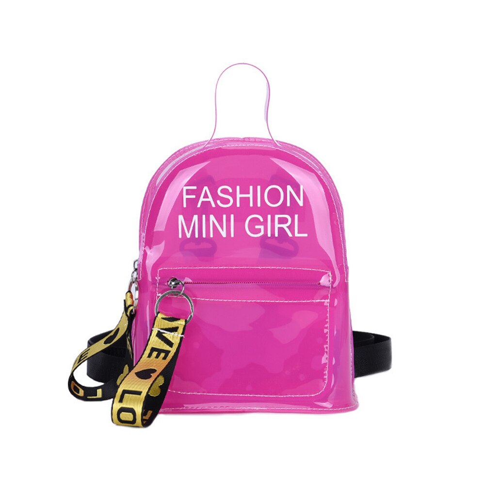 Mini Mochilas transparentes de PVC para Mujer, Mochilas escolares para adolescentes, niñas y niños, bolsas de viaje, bolsos de mano: pink