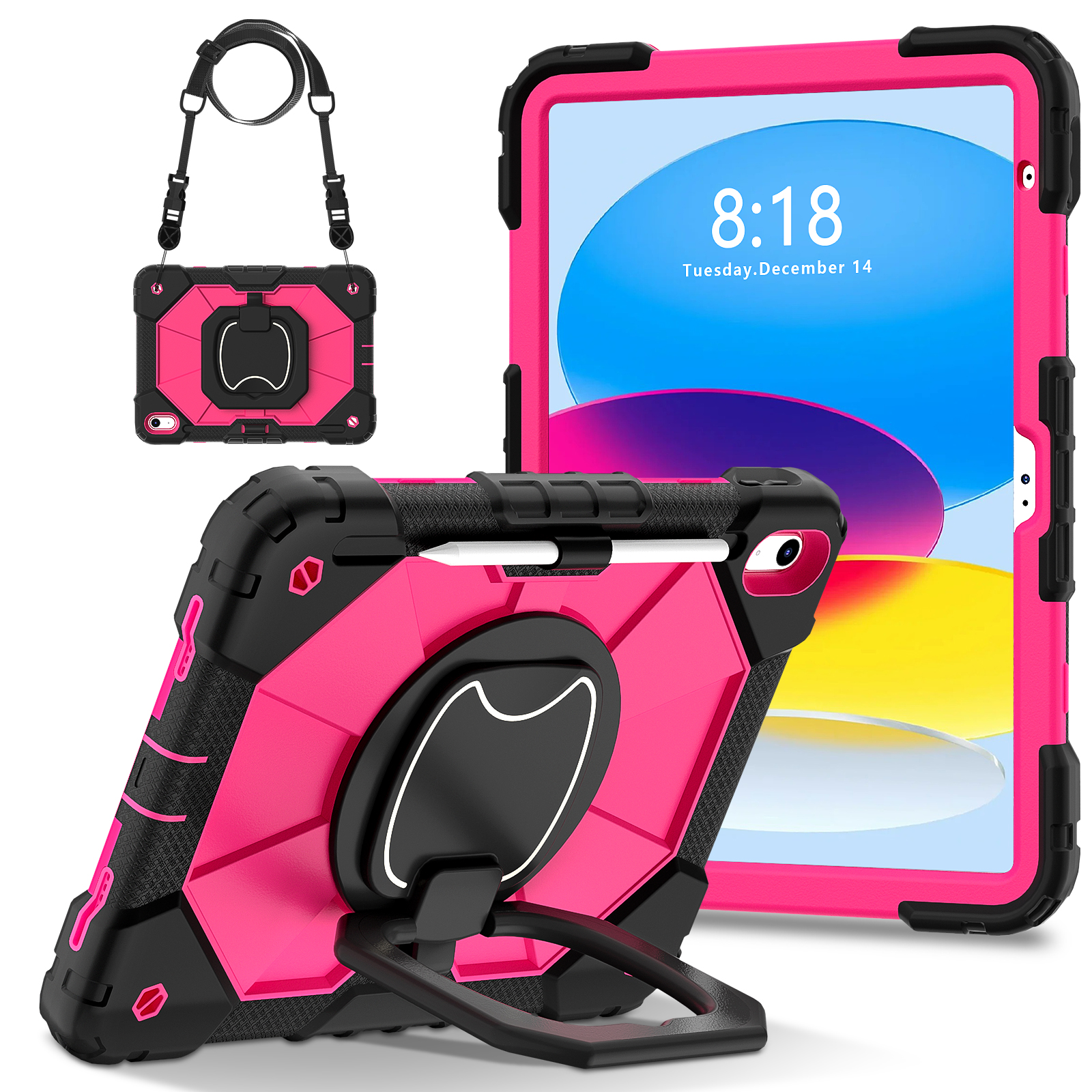 Étui de protection pour tablette adapté pour iPad A16 11Th (2025)/Ipad 10.9 10Th (2022) avec support de sacoche, 12 couleurs disponibles: onze / Rose