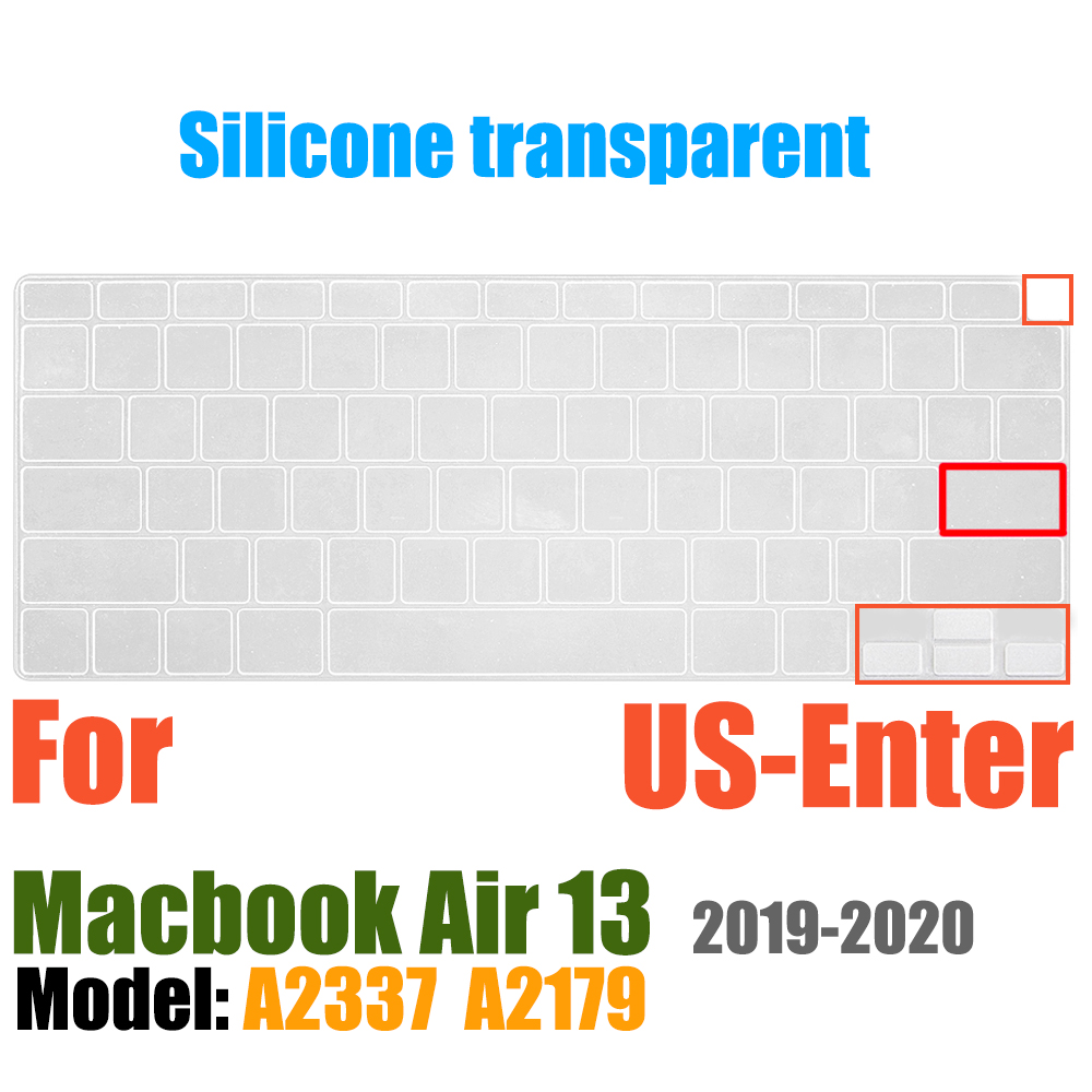 Keyboard Cover For MacBook Air 13 inch Release A2337 M1 A2179 with Touch ID Waterproof Protective Silicone Skin