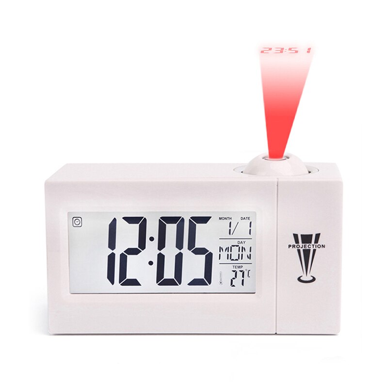 Digital projektion väckarklocka takklocka lcd-skärm snooze skrivbord bord klocka temperatur termometer heminredning tid projektor#: A1
