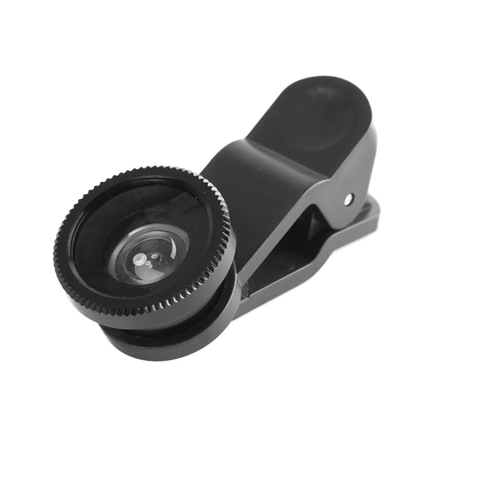 3-in-1 Weitwinkel Makro Fisheye Objektiv Kamera Bausätze praktisch Fisch Auge Linsen mit Clip 0,67 x für iPhone Samsung Alle Handys: Schwarz