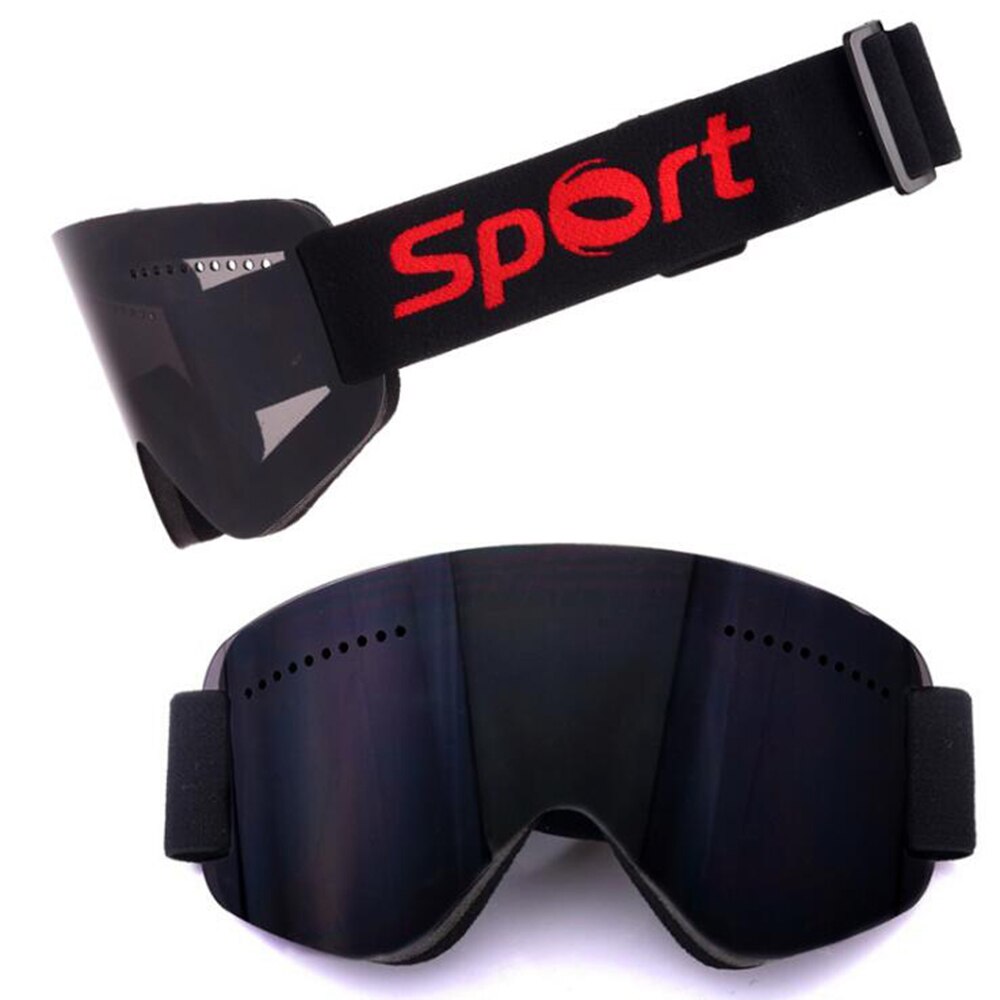 Skibril Skiën Mannen Vrouwen Sneeuw Snowboard Goggles Single Lagen UV400 Anti-fog Grote Ski Masker Bril: BLACK