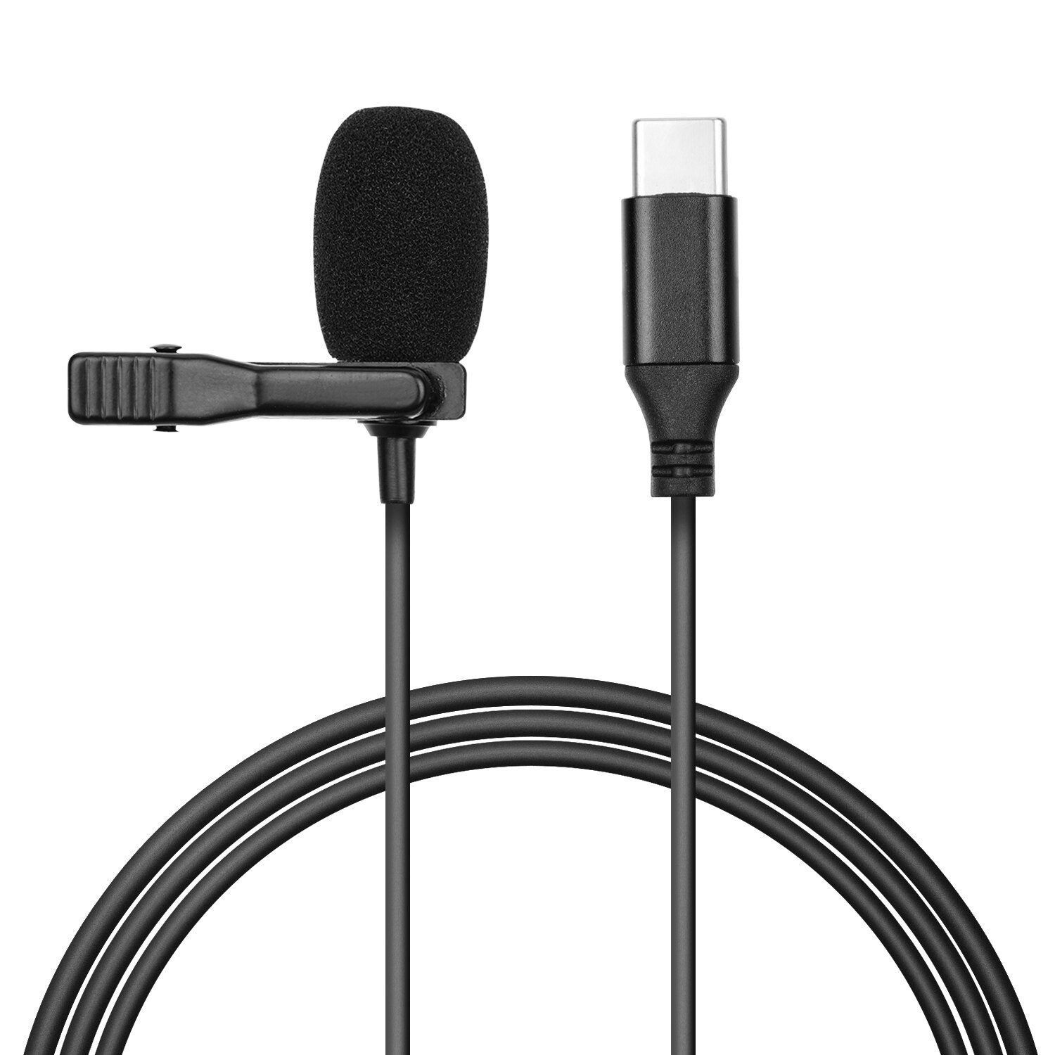 Omni-directional MIC Video Condenser Lavalier mini Microphone with Foam Windshield 3m Cable Compatible with Type-C Smartphone