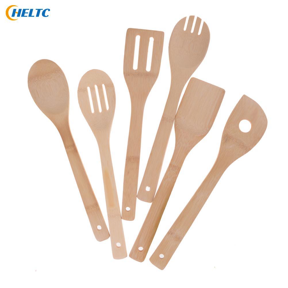 Cuchara de cocina , espátula para mezclar, utensilio de bambú, utensilios de cocina de madera, 1 ud.