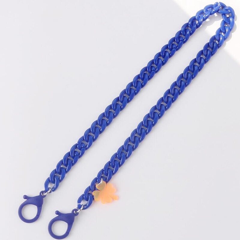 Collar de cadena antipérdida de longitud ajustable para mujer y niño, cadena para cuello, accesorios, collares de acrílico, correa de seguridad: Royal Blue
