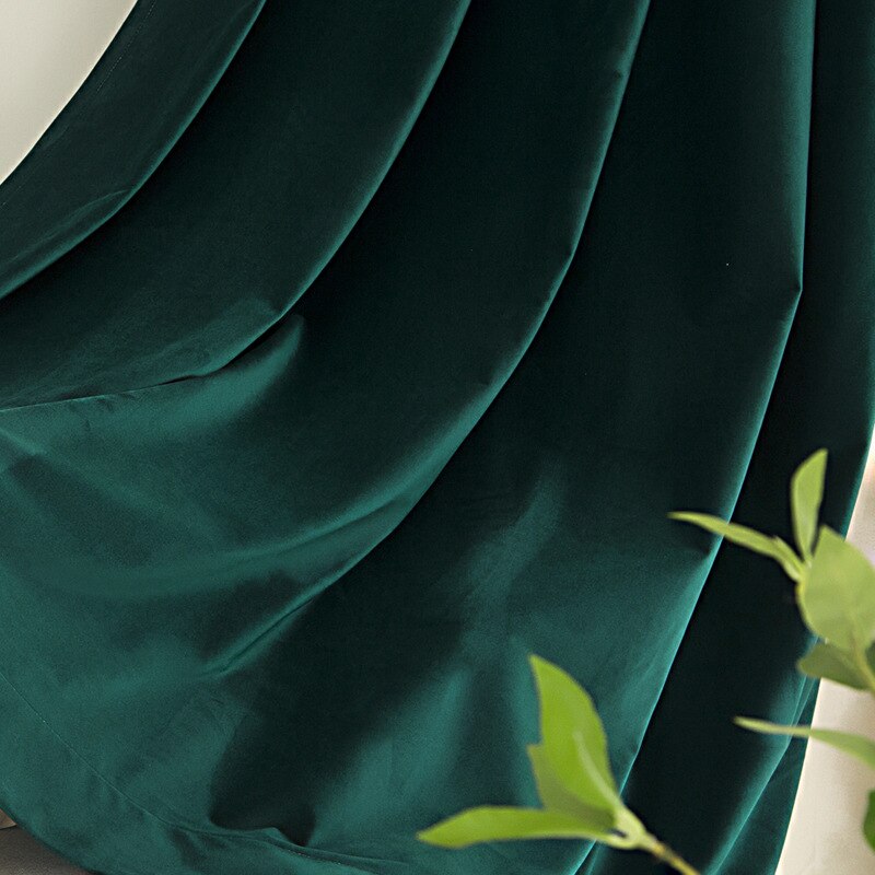 Rideaux de velours modernes pour les rideaux de fenêtre de salon de chambre à coucher rideau d'épaississement d'ombrage complet dans le luxe de cuisine: Green / Hooks top