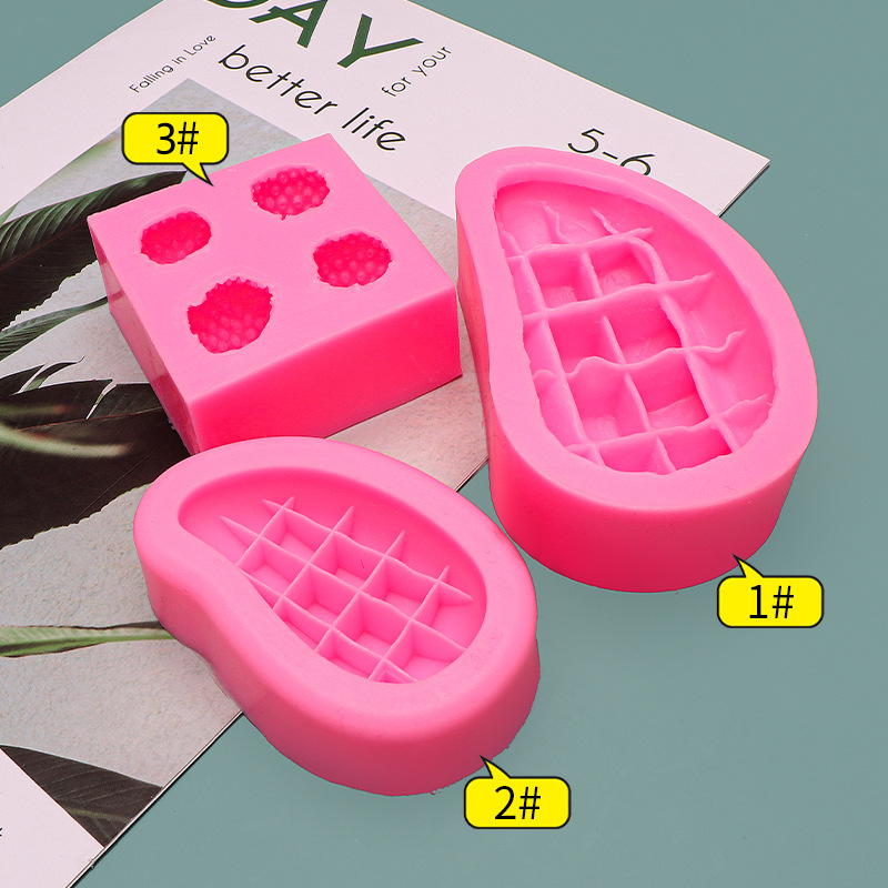 Molde de silicona con forma de fresa de Mango para fabricación de jabón, molde de silicona para Fondant, para hornear frutas, vela aromática, decoración de pasteles