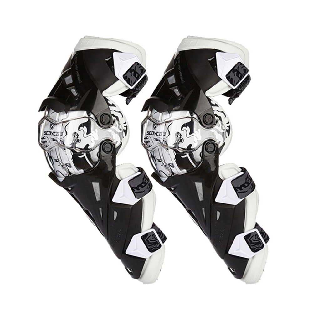 SCOYCO Motorcycle Knee Pads CE Motocross Knee Guards Motorcycle Protection Knee Protector Racing Guards Safety Gears Race Brace: K12-White