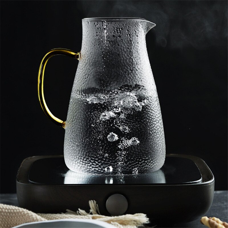 High Capacity Glass Water Jar Juice Lemonade Jug Flower Tea Pot /Cold Water Pitcher Heat-Proof Transparent Office Teapot
