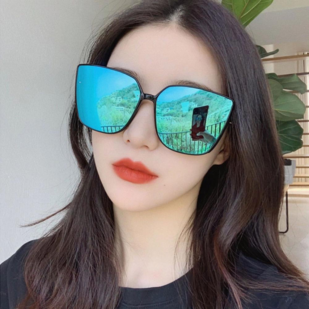 Kvinder fashionable retro alsidige solbriller stor ramme tynd ansigt solbrille