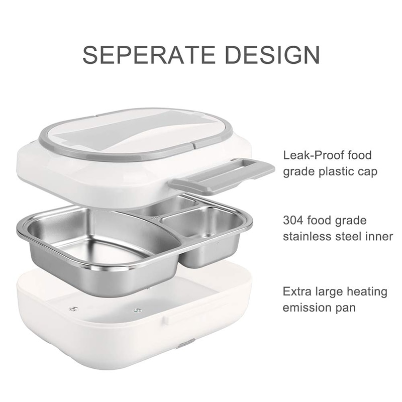 Car Home Dual Use 12V 220V Electric Lunch Box Food Heater Container Portable Stainless Steel Warmer Heating Bento Box Household