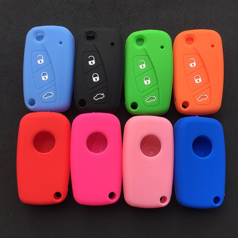 ZAD 3 buttons silicone Rubber car key cover case holder for FIAT Panda Stilo Punto Doblo Ducato Minibus Grande Bravo 500 key fob