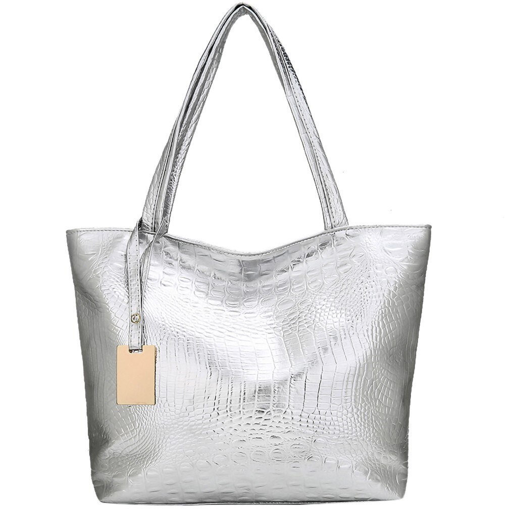 Women Brand Luxury Crocodile Handbag Beach Tote Shoulder Bag Large Capacity Tote Bag Mujer Bolsas Feminina sac main femme#15: Silver