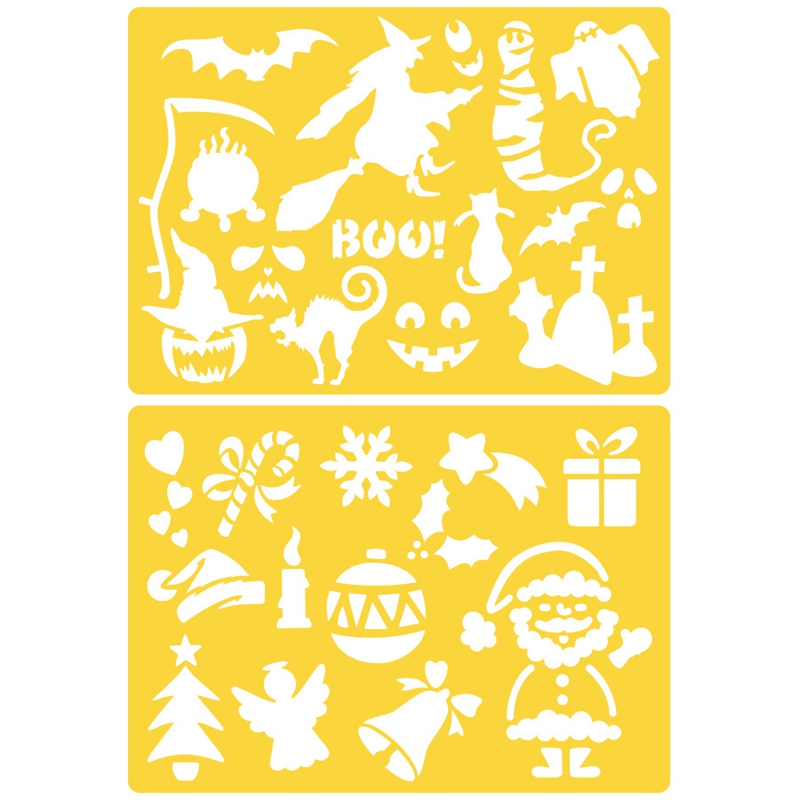 20 -teiliges set mit schablonen zum selberzeichnen für kinder (weihnachten, halloween) aus kunststoff