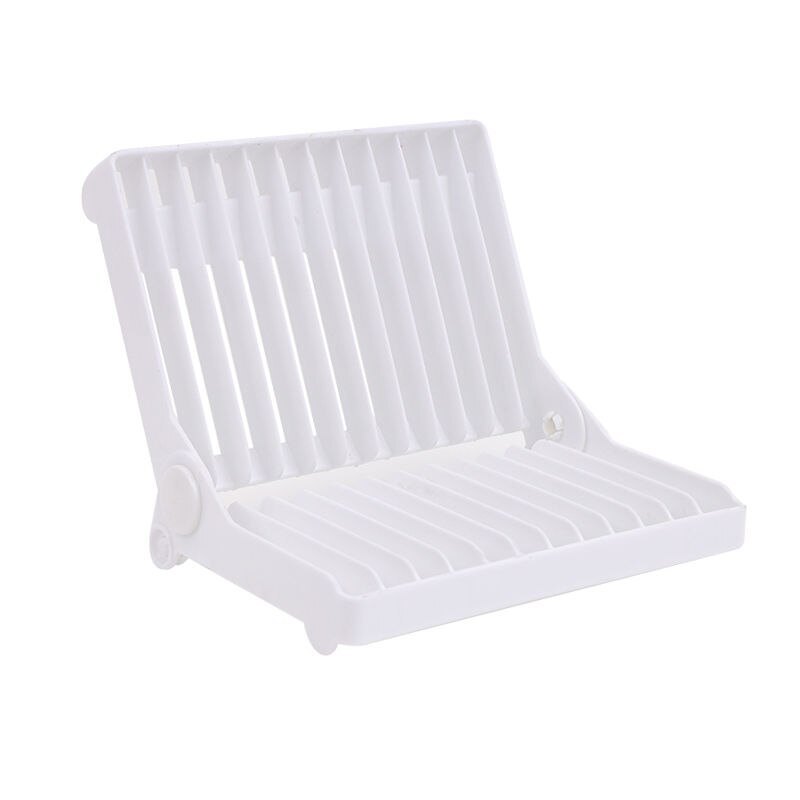 Foldable Dish Plate Drying Rack Organizer Drainer Plastic Storage Holder White Kitchen Organizer: Default Title