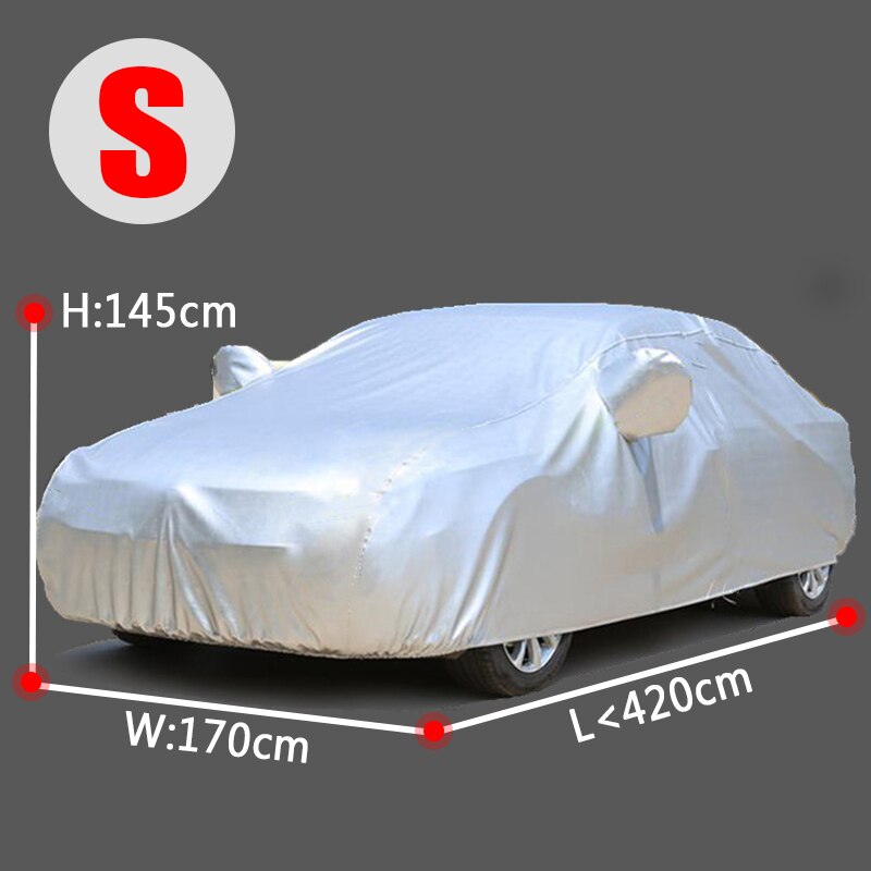 Las fundas para autos para el invierno a prueba de agua del parabrisas Protección completa de la cubierta de nieve Bache Voiture Funda Térmica Coche Auto Accesorios para el coche: S