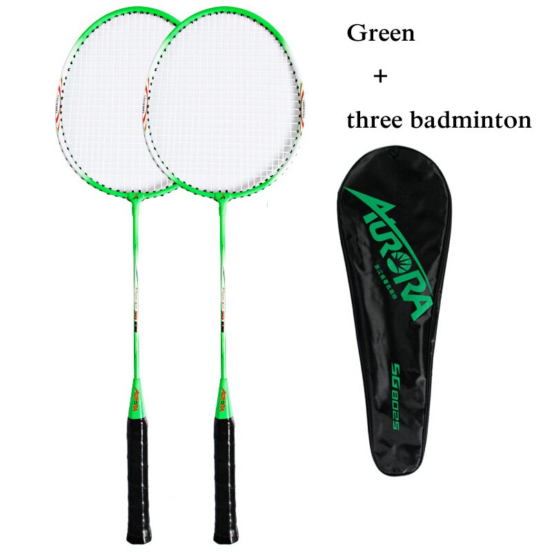 AURORA 2pcs/Set 3U Badminton Racket Adult Children Competition Training Racket for Outdoor Training Sports Beginner Enthusiasts: Green 3pcs ball