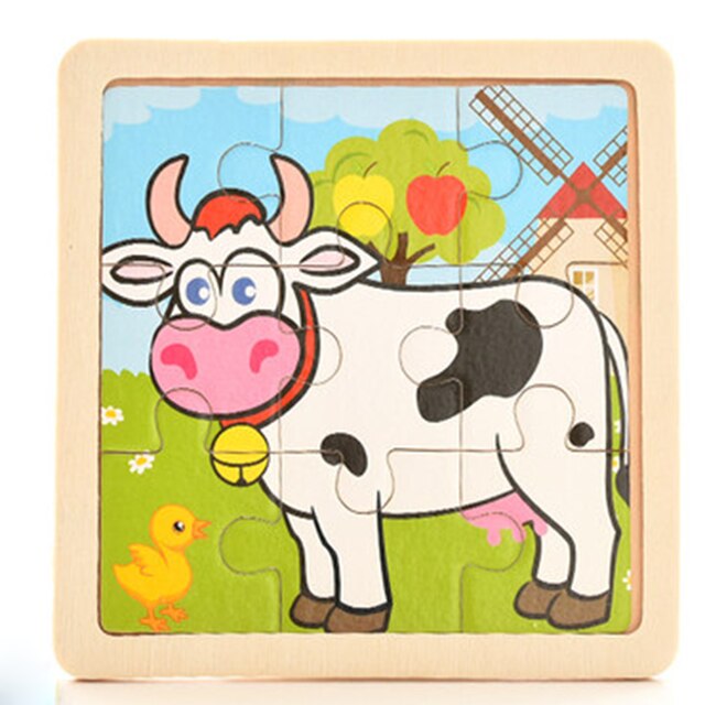 Giocattoli per bambini puzzle in legno puzzle 3D in legno animali da cartone animato per bambini/puzzle di trasporto giocattoli educativi: Cow