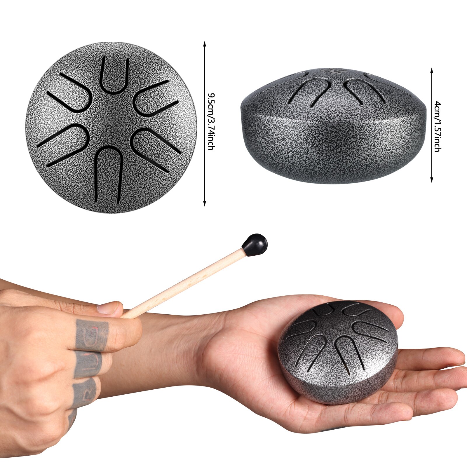 Mini tambor de lengua de acero de 3 pulgadas, 6 notas, instrumento de percusión para meditación etéreo, Yoga, Educación Musical, de navidad