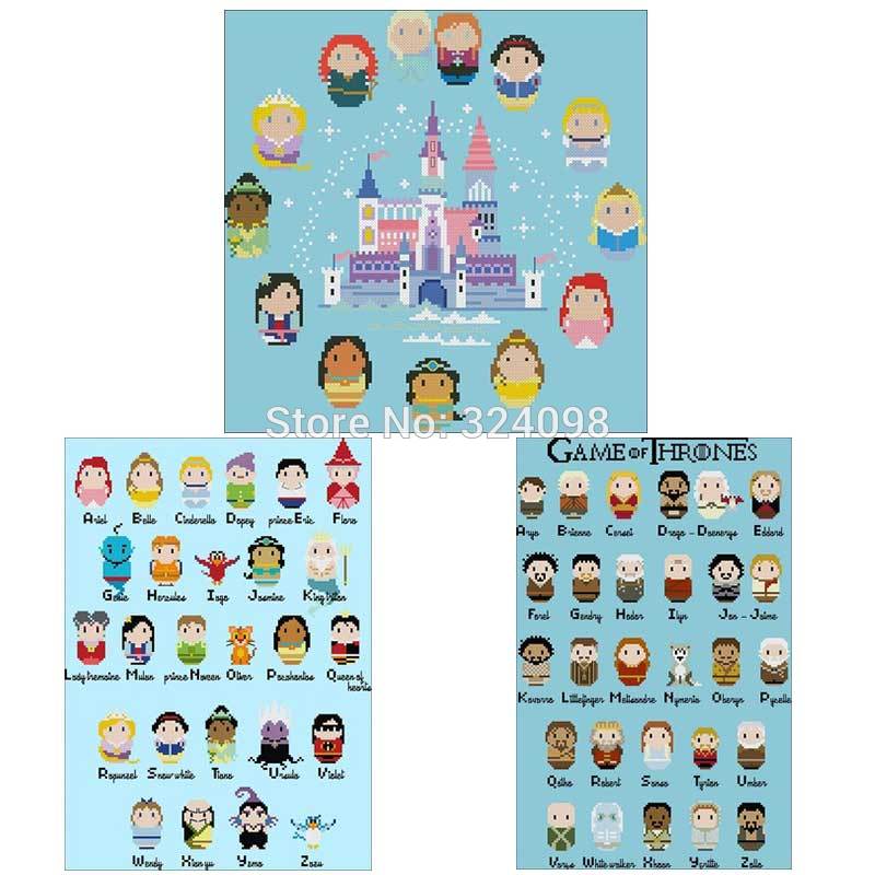 Modèles de personnage de dessin animé compté point de croix 11CT 14CT bricolage chinois point de croix Kits broderie couture ensembles: 3   sets / 11CT Light blue