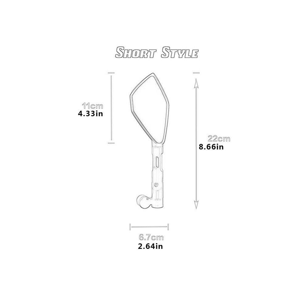 1 paire 22 cm longueur moto modifié aluminium rétroviseur rétroviseur rétroviseur inversé rue voiture rétroviseur