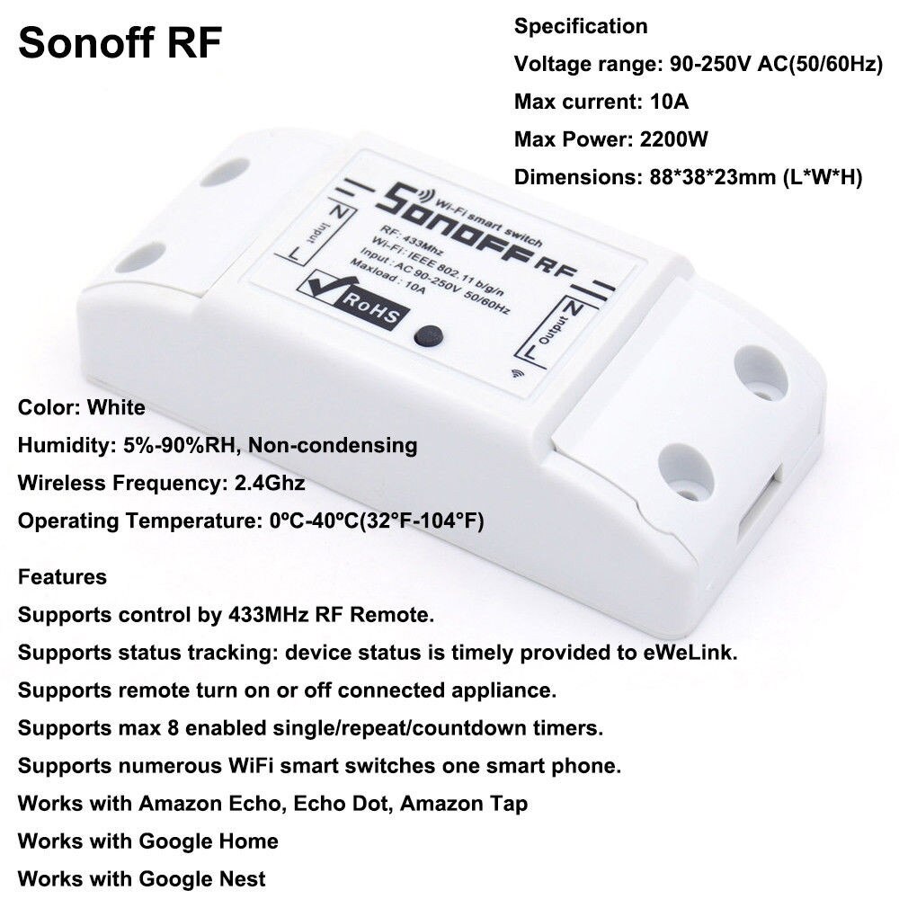 Intelligent 433MHZ WiFi Wireless Switch Smart Home Automation Modules DIY Switch Compatible with Alexa Goolge Smart Home APP