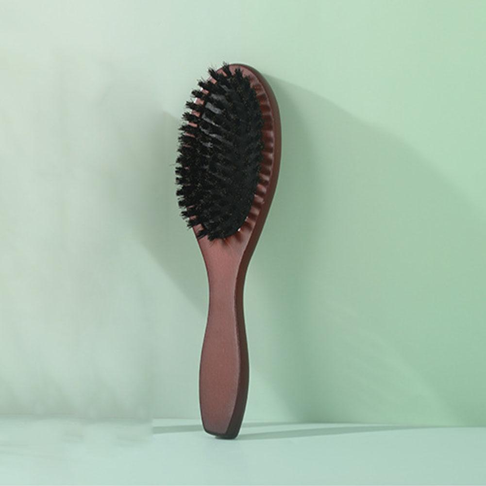 Brosse à cheveux en poils de sanglier naturels, peigne antistatique ovale pour coiffure, brosse à barbe en bois massif, brosse à cheveux de pour femme