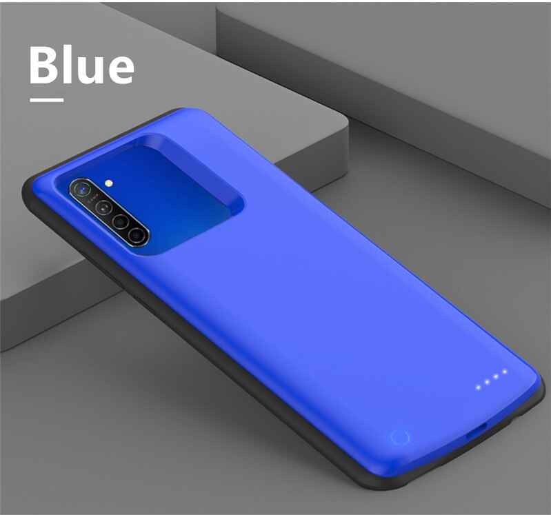 Power Cases For OPPO Realme Q Portable External Charger Battery Case 6500mAh Power Bank Battery Charging Case Battery Cover: Blue