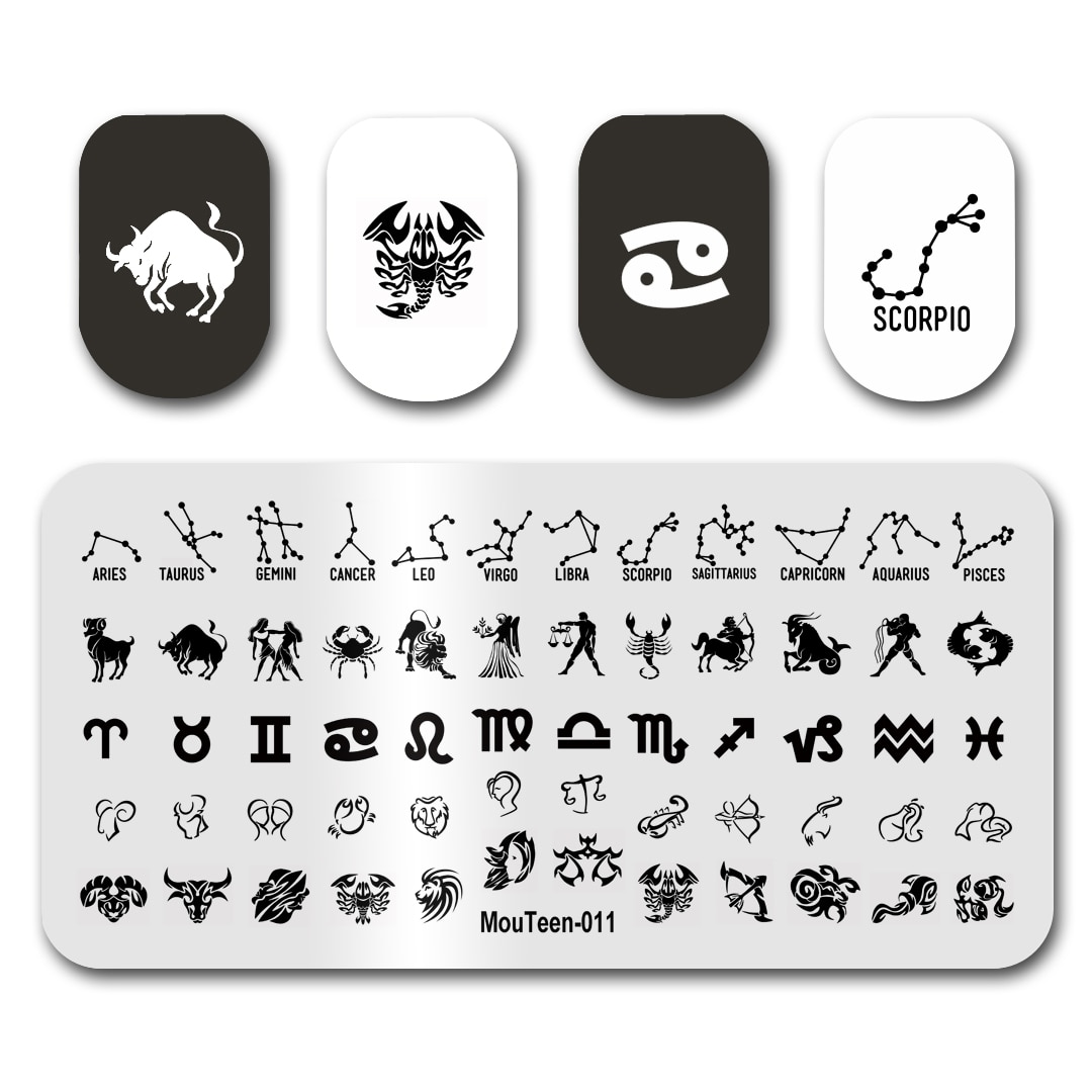 Nail Art Stamping MouTeen003 Triangular Geometry Nail Stamping Plates Manicure Stencil Set For Nail Stamping: MouTeen011